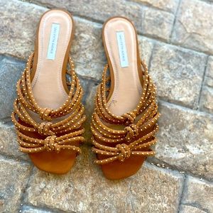 Sacks Fifth Avenue brown and gold slide sandals size 8